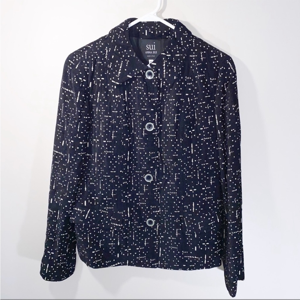 Sui Anna Sui Black/Cream Print Blazer Size 40